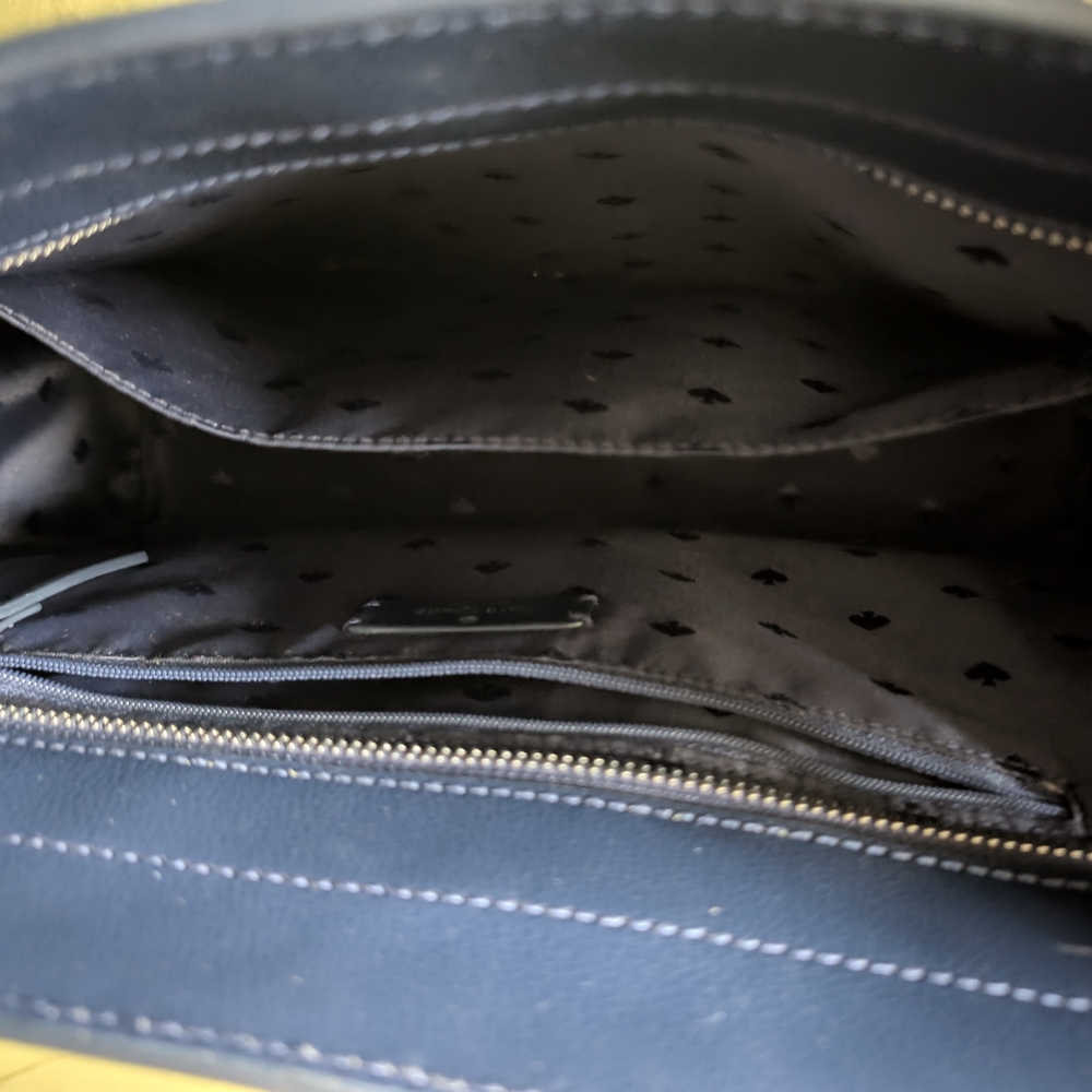 kate spade navy leather tote with removable crossbody strap - Picture 4 of 6